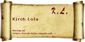 Kirch Lola névjegykártya